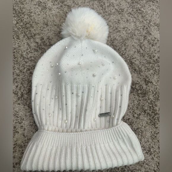 Bari Lynn White Pearl & Rhinestone Women’s Hat O/S main image 6